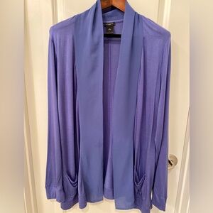 Ann Taylor Sz XL Blue Knit Jacket w chiffon collar Matching dress in my closet!